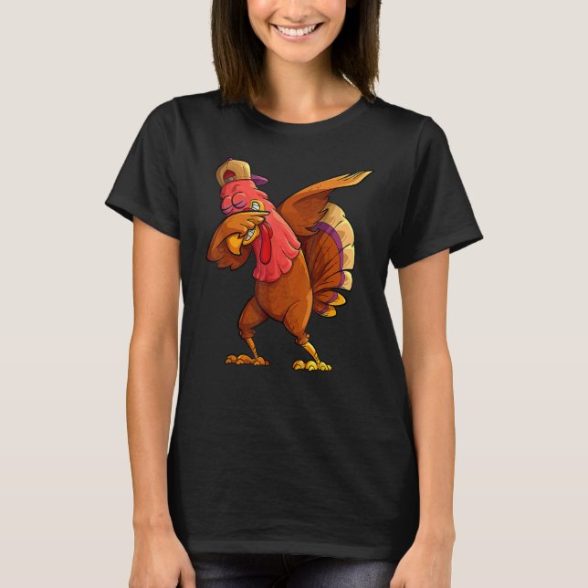 Stylish Dabbing Turkey Party   Thanksgiving T-Shirt (Front)