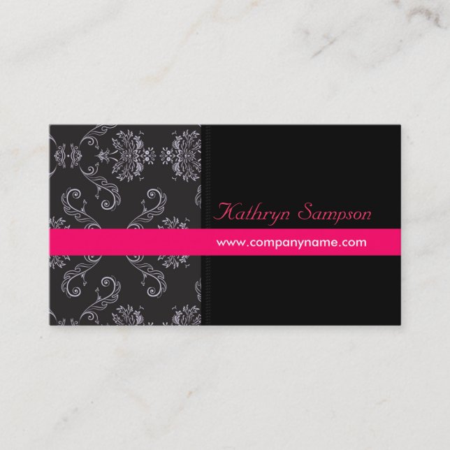 Stylish Damask Business Cards (Front)