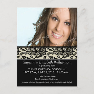 Stylish Damask Graduation Announcement (taupe)
