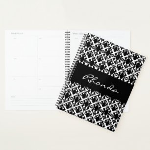 Stylish Damask in Black and White Planner