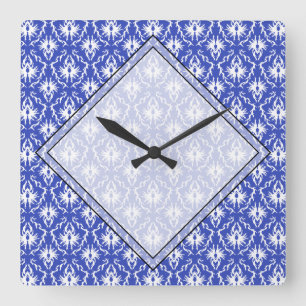 Stylish damask pattern. Blue and white. Square Wall Clock