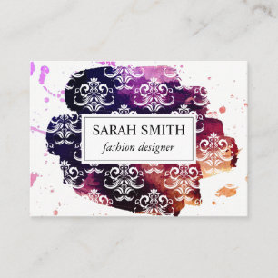 Stylish Damask Pattern Expressive Business Card