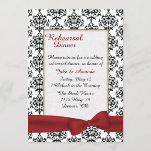 Stylish Damask Wedding Rehearsal Dinner Invitation