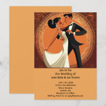 Stylish dancing couple wedding invitation
