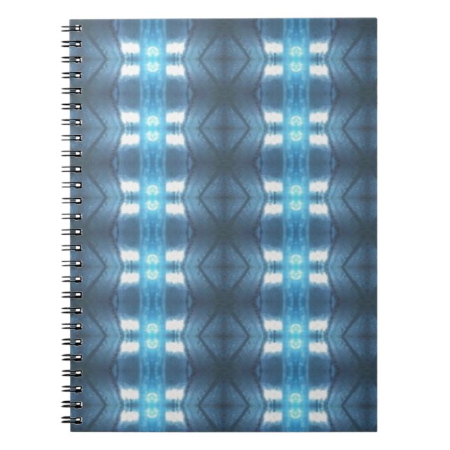 Stylish Dark and Light Blue Diamonds Spiral Notebook (Front)