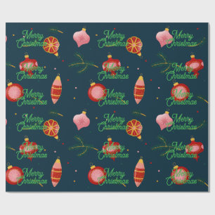 Stylish Dark Blue and Red Minimalist Gift Wrapping Paper