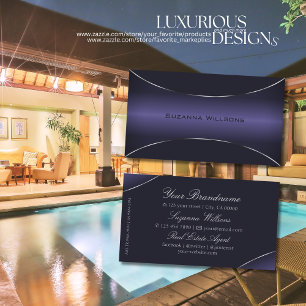 Stylish Dark Blue with Silver Border Eye Catching Business Card