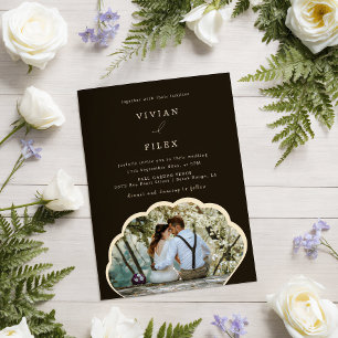 Stylish Dark Green Photo Invitation