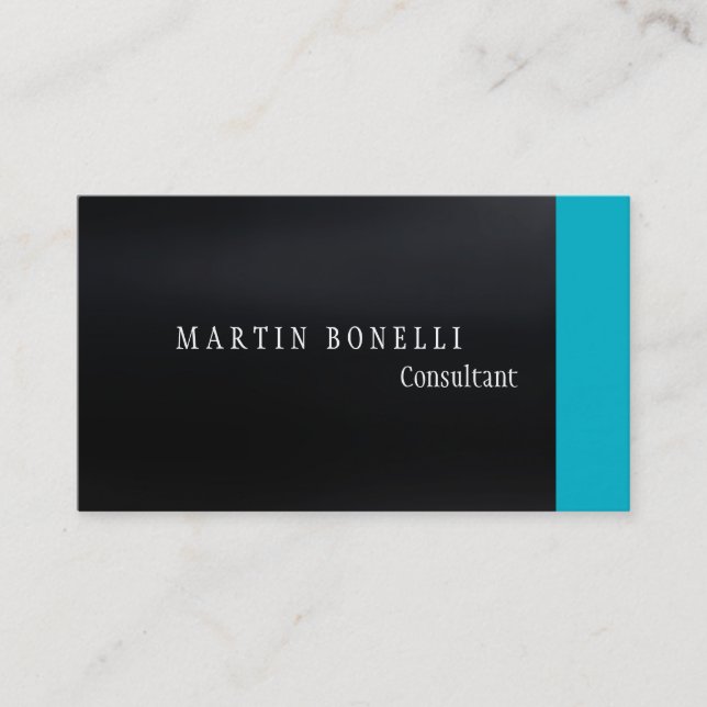 Stylish Dark Grey Blue Plain Clean Business Card (Front)
