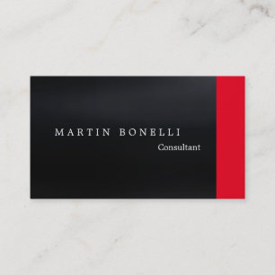 Stylish Dark Grey Red Plain Clean Business Card