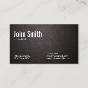 Stylish Dark Leather Novelist Business Card