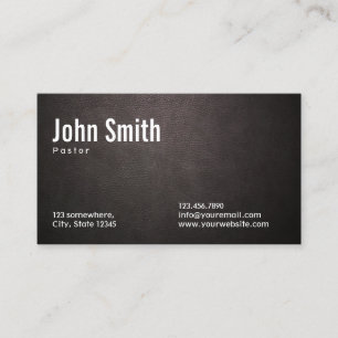 Stylish Dark Leather Pastor Business Card