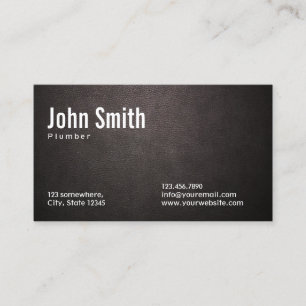 Stylish Dark Leather Plumber Business Card