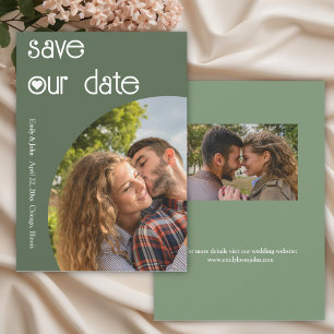 Stylish Dark Lime Green Save The Date Card