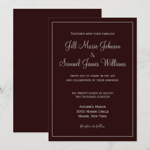 Stylish Dark Plum and Grey Wedding Invitation