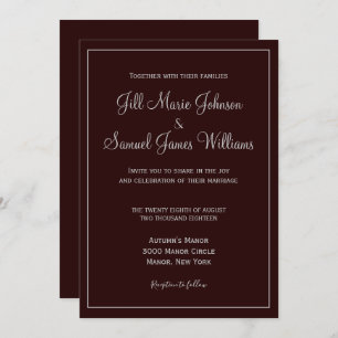 Stylish Dark Plum and Grey Wedding Invitation