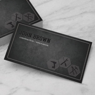 Stylish Dark Rock Construction Carpentry Business Card