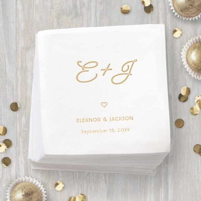 Stylish Deco Typography Script Monogram Wedding Foil Napkins (Creator Uploaded)