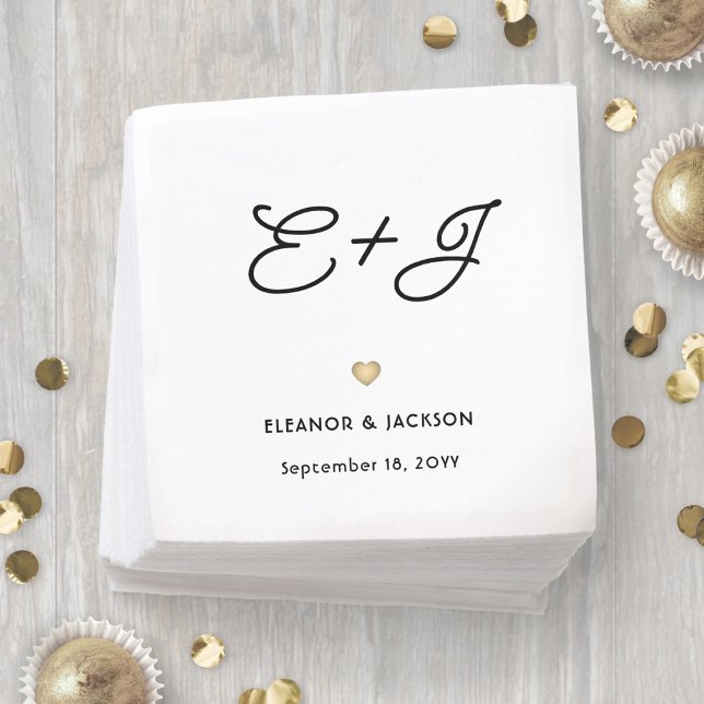 Stylish Deco Typography Script Monogram Wedding Napkin (Creator Uploaded)