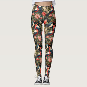 Stylish decorativ Vintage Birds & Flowers Patterns Leggings