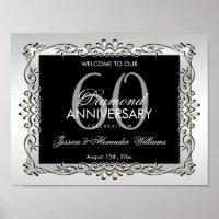 Stylish Decorative Silver 60th Wedding Anniversary