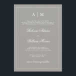 Stylish Deep Grey Wedding Invitation<br><div class="desc">This chic,  elegant wedding invitation features a deep shade of grey and white frame and text. You can personalise the top with your initials. A modern yet classic look in a trending wedding colour.</div>
