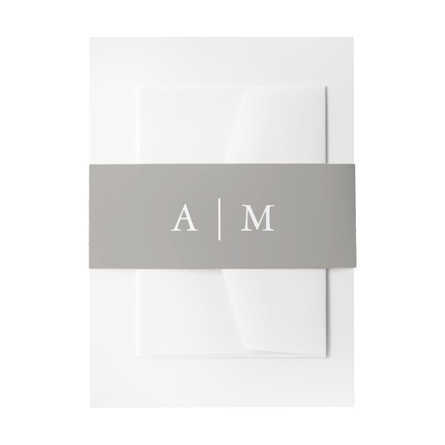Stylish Deep Grey Wedding Monogram Invitation Belly Band (Front Example)