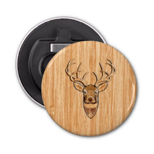 Stylish Deer Head Light Wood Grain Print Bottle Opener