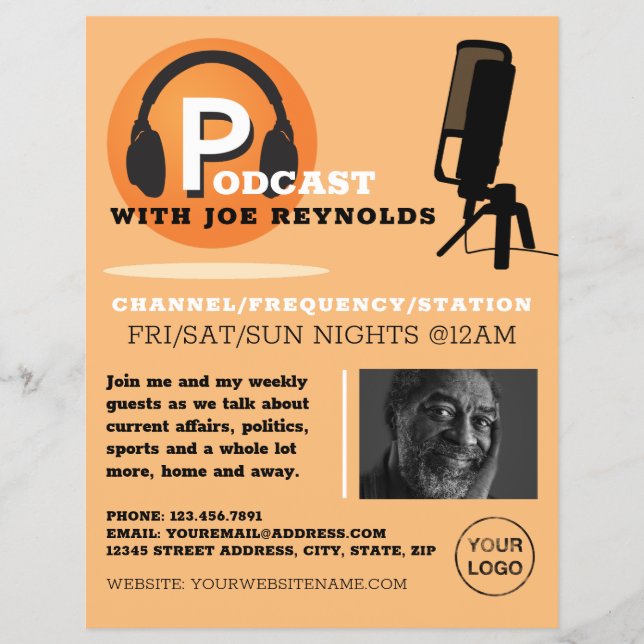 Stylish Design, Podcaster, Podcast Advertising Flyer (Front)