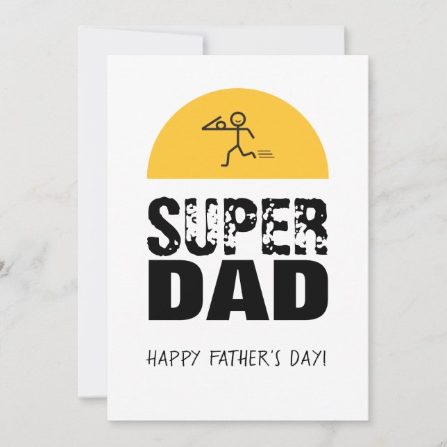 Stylish Design "SUPER DAD" Personalised Wishes Invitation (Front)