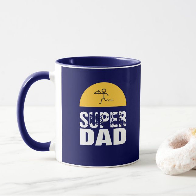 Stylish Design "SUPER DAD" Personalised Wishes Mug (With Donut)
