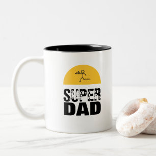 Stylish Design "SUPER DAD" Personalised Wishes Two-Tone Coffee Mug