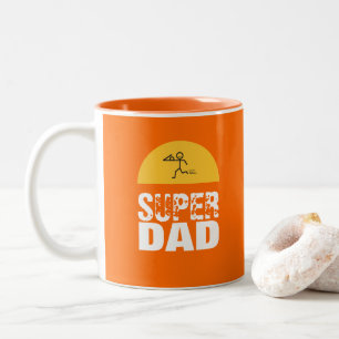 Stylish Design "SUPER DAD" Personalised Wishes Two-Tone Coffee Mug