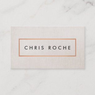Stylish Designer Copper Frame Beige Linen Look Business Card