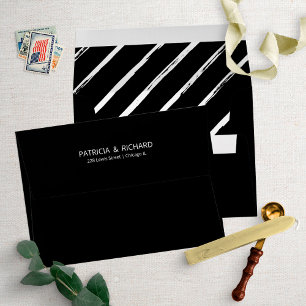 Stylish Diagonal Lines Pattern Wedding Invitation  Envelope