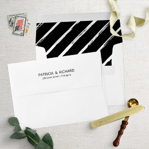 Stylish Diagonal Lines Pattern Wedding Invitation  Envelope