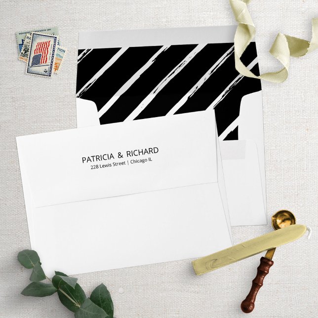 Stylish Diagonal Lines Pattern Wedding Invitation  Envelope (Creator Uploaded)