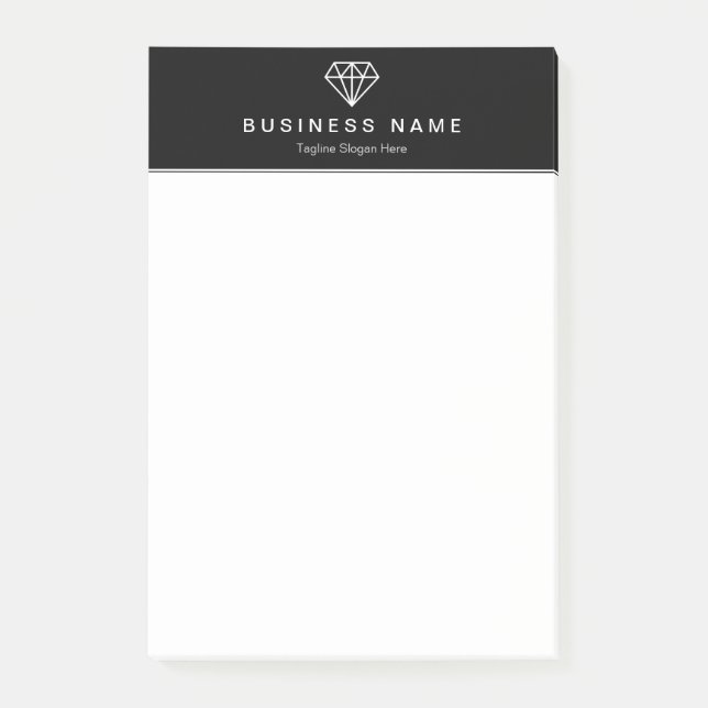 Stylish Diamond Logo Classic Black and White Post-it Notes (Front)