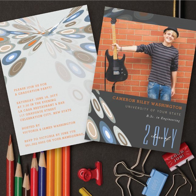 Stylish Digital Butterfly Graduation Photo Party Invitation (Creator Uploaded)