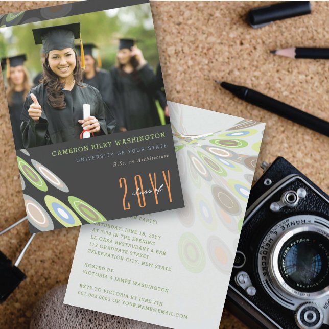 Stylish Digital Butterfly Graduation Photo Party Invitation (Creator Uploaded)