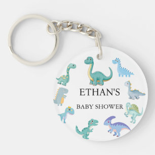 Stylish Dinosaur Baby Shower White Key Ring
