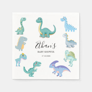 Stylish Dinosaur Baby Shower White Napkin