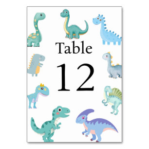Stylish Dinosaur Baby Shower White Table Number