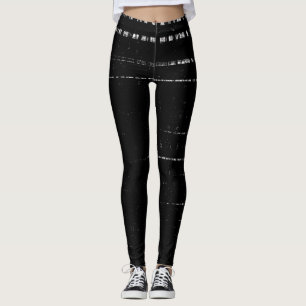 Stylish Distressed Black & White Patterns Modern Leggings