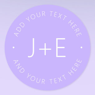 Stylish DIY Couples Monogram & Editable Lavender  Classic Round Sticker