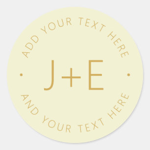 Stylish DIY Couples Monogram & Editable Text Classic Round Sticker