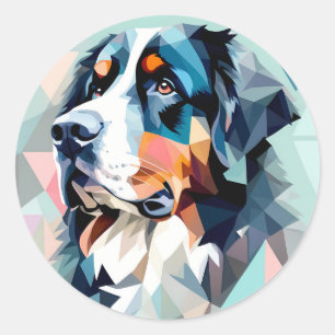 Stylish dog portrait bernese mountain classic round sticker