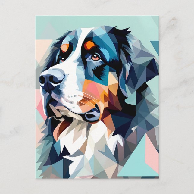 Stylish dog portrait bernese mountain postcard (Front)