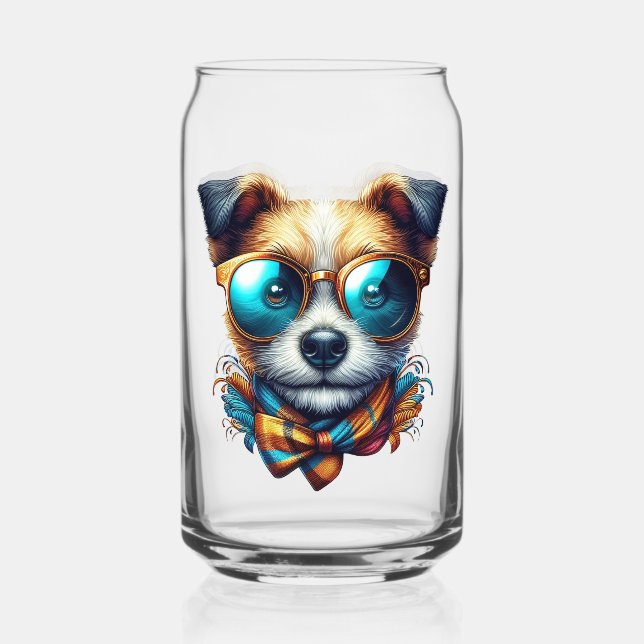 Stylish Dog With Glasses Colorful Modern Pet Art (Front)