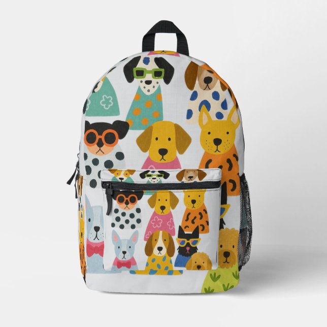 Stylish Dogs  Funny Pet Lover Gift Printed Backpack (Front)